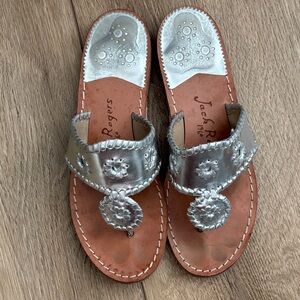 Jack Rogers Metallic Silver Sandals
